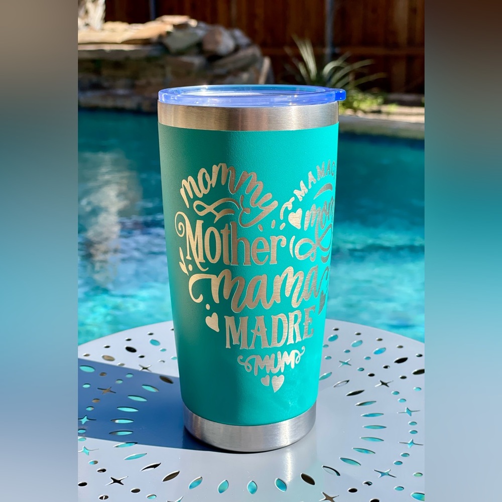 MOTHER’S DAY : Laser Engraved “MOM” 20 oz Tumbler